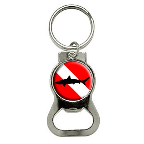 GRAPHICS & MORE Diving Flag - Scuba Diver Dive - Shark - Bottle Cap Opener Keychain Key Ring