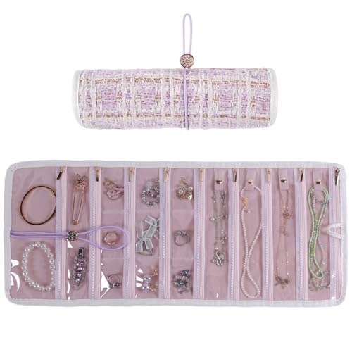 Laveminyx Travel Jewelry Organizer Roll Zippered