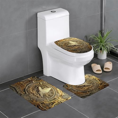 YYHHAOFA Bitcoins Picture - Juego de alfombras antideslizantes para baño, 3 piezas, ovaladas y rectangulares para inodoro, tocador y baños