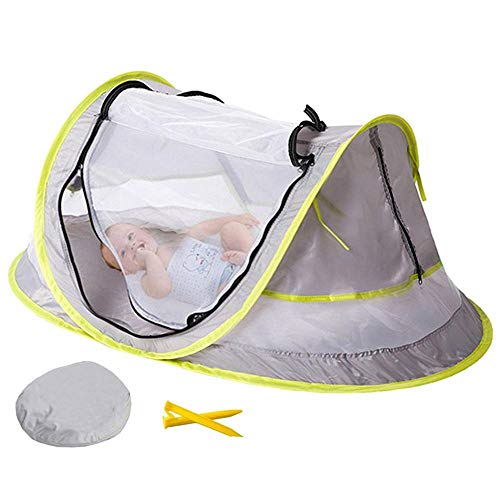 Volwco - Tienda de campaña de playa para bebé, mosquitera, portátil, plegable, protección UV, UPF 50, ligera, para viajes al aire libre, cuna y 2 clavijas