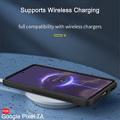 Image of TheGiftKart Liquid Silicon Back Cover Case for Google Pixel 7A | Shockproof Military Grade Protection | Micro-Fibre Cloth On Inner Side | Built-in Anti-Slip Grip Case Cover for Pixel 7A (TPU, Black)