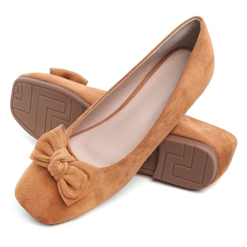 Hee grand Flats for Women Comfortable Wide Width Square Toe Ballet Shoes Dressy Slip On Loafers2