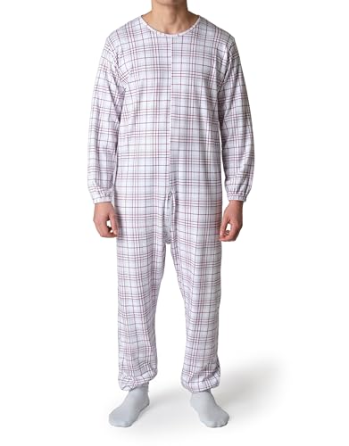 Pijama sanitario hombre invierno mono ancianos cremallera trasera