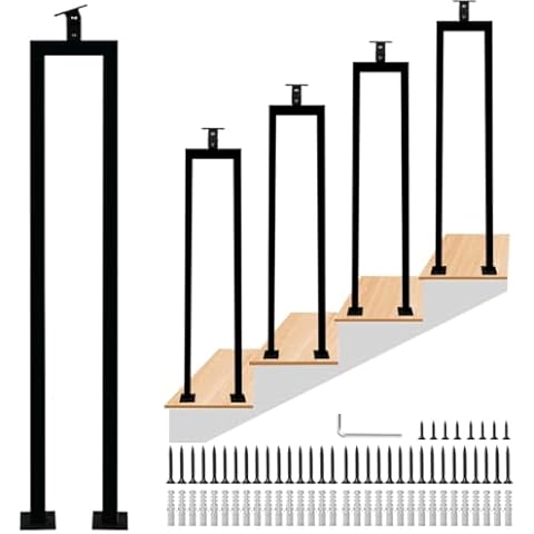 4 Pack U Shape 36" Stair Balusters with Adjustable Top Bracket for Staircase Interior, Baluster for Stair Handrail Porch Deck Railing Outdoor Steps by LukLoy Cover
