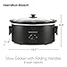 Hamilton Beach 6 Quart Slow Cooker with Space-Saving Folding Handles, 3 Heat Settings, Dishwasher Safe Stoneware Crock and Glass Lid, Black (33664)