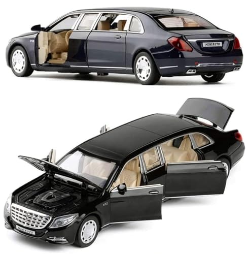 Image of 1:32 Scale Mercedes Maybach S600 Limousine Toy Car | Metal Pullback Diecast Car for Kids with Openable Doors, Sound, Light Effects Toy for Car (Color As Per Available),black