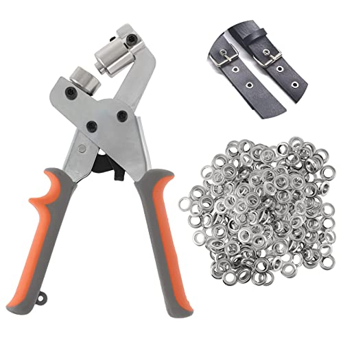 Dyna-Living Grommets Eyelet Punch Kit Punch Pliers Hole Punch Handheld Grommets Punching Machine Press Tool with 500pcs 1/4 inch (6mm) for Tarpaulin,Belts,Poster