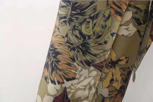 ebossy Women's Elegant Floral Print Long Satin Skirts Knot Side High Waist Bodycon Boho Wrap Skirts4