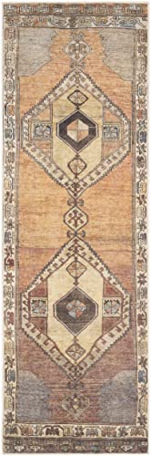 Medinah Machine Washable 2'7" X 7'3" Runner Rug, Kitchen Hallway Runner - Waterproof - Pet & Child Friendly - Stain & Water Resistant - Vintage Distressed - Oriental Persian Medallion - Brown #TOP15
