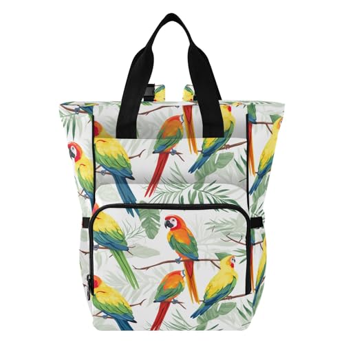 Sac à dos à langer imperméable grand format imprimé perroquet