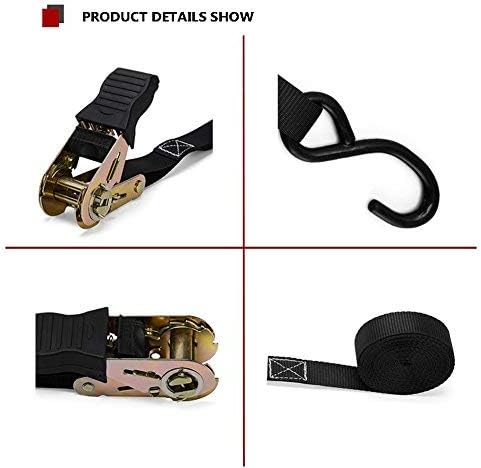 YITAMOTOR Ratchet Tie Down Straps (4 Pack) 1 in x 15 ft 1500lb Break Strength- Cambuckle Alternative- Heavy Duty Tiedowns with Vinyl-Coated S Hooks- Best for Securing Cargo, Moving Truck, Trailer