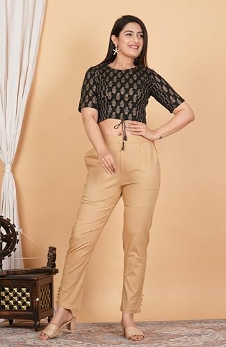 Image of Yash Gallery Women's Cotton Zig-Zag Printed Regular Regular Fit Short Sleeve Blouse
