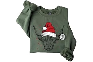 Cute Cow Christmas Sweatshirt, Christmas Highland Cow Sweatshirt, Farm Christmas Sweatshirt, Holiday...