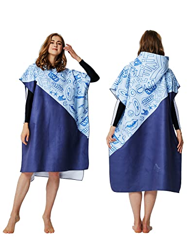 BOLIHOMES Robe Towel Poncho with Hood,Quick Drying Lightweight Oversize Microfiber Changing Robe Towel for Adults Men Women Beach Surfing Swimming Camping Travel Wetsuit Changing (Graffiti) - Image 4