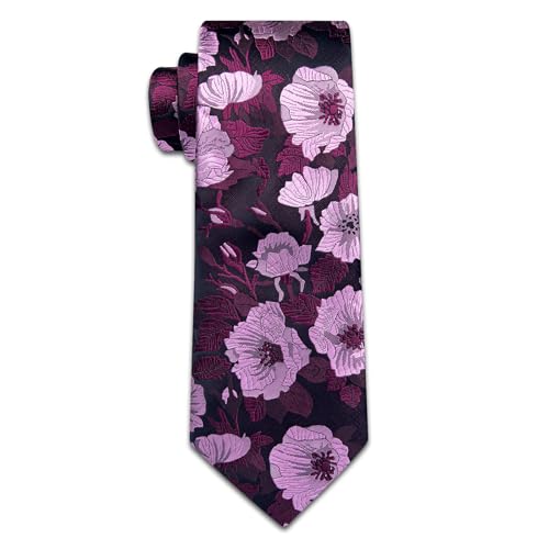 Image of YourTies Silk Paisley Floral Tie and Pocket Square Cufflinks with Lapel Pin Sets for Men 5PC Wedding Party