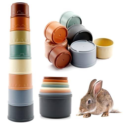 8 copos empilháveis para coelhos, suprimentos de coelho reutilizáveis de vários tamanhos, dispensado