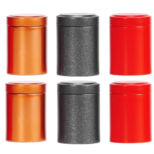 HUAZEXINX Juego de 6 recipientes a prueba de olores, recipiente hermético de aluminio para café, lata portátil al vacío, tarro de almacenamiento compacto de metal para té, azúcar, especias y más (60