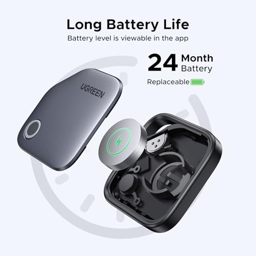 UGREEN FineTrack kompatibel mit Apple Find My (nur iOS), Bluetooth Tracker für Gepäck, Schlüsselfinder, Finder für Schlüssel, Koffer, Reisepässe Smarttag mit Austauschbarer Batterie (1 Pack)