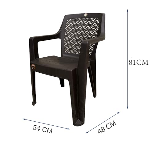 Image of SkyGlamour Cello Sonet Armrest Chair | Living Room, Office, Garden, Indoor & Outdoor Use | Brown Plastic Chair Set of 2