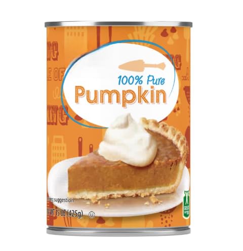 100% Pure Pumpkin Puree, 15 oz Can, Unsweetened Canned Pumpkin for Baking and Cooking