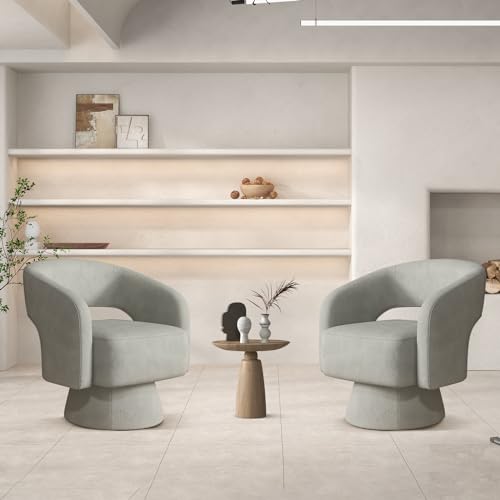 Sillón giratorio terciopelo gris cómodo moderno