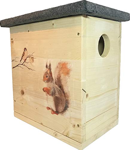 Nagerstore Eichhörnchenhaus Kobel mit Motiven & Schutzlasur