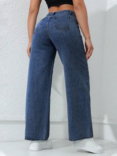 Image of TAGAS Women's High Waisted Wide Leg Jeans - Baggy Denim Pants, Loose Fit Casual Straight Leg Pant for Girls & Womens