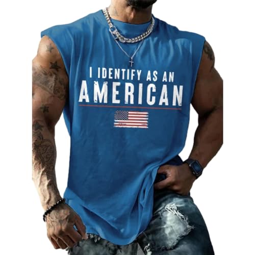 Generic I Identify as an American T Shirt American Flag Shirt Men 4th of July Tank Top, X-Large