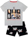 WWE Boys Pjs Set, Short Sleeve Boys Pyjamas, Fun Wrestling Kids Pyjamas, Grey 5-6 Years