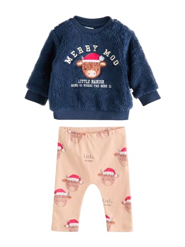 NEXT Baby Baby-Set mit Fleeceoberteil und Leggings Navy Christmas Hamish 68-74