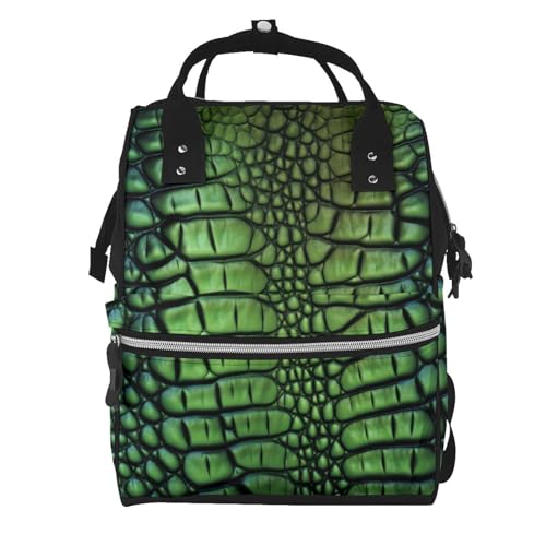 Sac à dos à langer en peau d'alligator de maternité luxe noir One Size