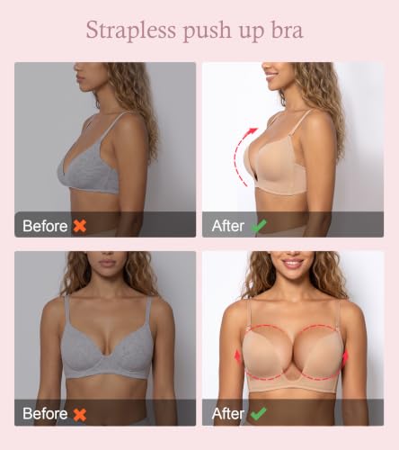 Image of Lemorosy Women's Deep V Plunge U-Shaped Red Carpet Convertible Push Up Bra