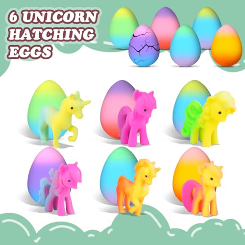 AYESY Unicorn Hatching Rainbow Eggs for Kids, 6 Pack Unicorn Toys for Girls Age 3-8, Easter Basket Stuffer Birthday Gift Ideas and Party Gift for Ages 3 4 5 6 7 8 Years Old - Image 4