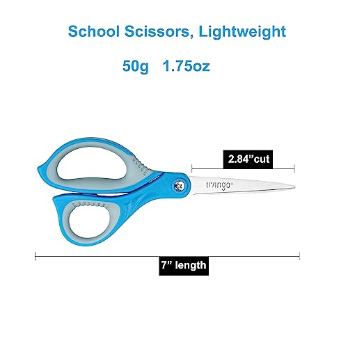 LIVINGO Scissors for School - Sharp Pointed Tip All Purpose Scissors Students Teachers Crafts Middle High School College Office Home, Right & Left Handed Scissors, Blue, Green, Purple, 3 Pack, 7 Inch 3 418+XB8l3iL