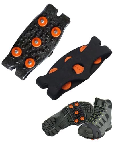 MOPZIJA 1 paire Crampons pour Chaussures de Randonnée Glace Traction Crampons Antidérapant 5 Clous Neige Grips Crampons Protection antiglisse pour Hiver...