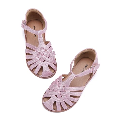 BMCiTYBM Toddler Girls Sandals Closed Toe Princess Flat Shoes Summer Glitter Dressy Sandals3