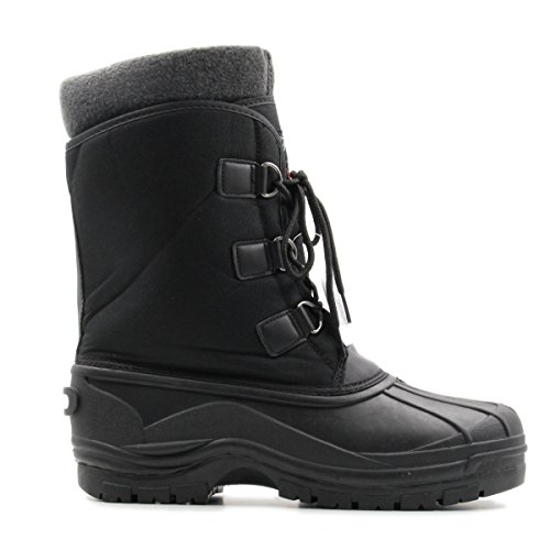 Stylish & Comfort Men's Lace Up Insulated Mid-Calf Water Resistant Duck Boots for Cold/Snow Weather, (Black)