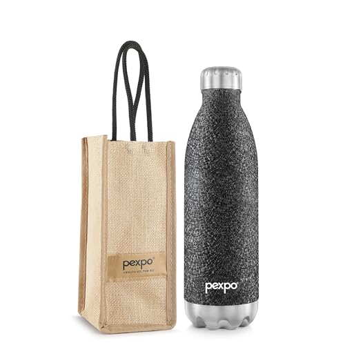 Image of Go24 pexpo Electro Pro Hot & Cold Vacuum Flask with Jute Bag | 2 Year Warranty | Stainless Steel Water Bottle - 1500ml Black | Office Bottle | Workout | Travelling | Home |