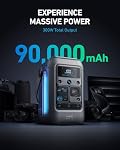 Anker SOLIX C300 DC Power Bank Station, Outdoor 288Wh Portable Power Station, LiFeP04 Battery, 300W Solar Generator, for Camping, Traveling, and Emergencies (No Wall Charger Included)
