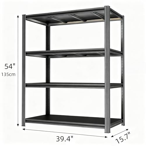 Image of Kitchen Baker's Rack, 4-Tier Metal Rack with Solid Shelves, Microwave Stand Storage Organizer for Kitchen or Dining Room - 39.4 inch W x 15.7 inch D x 54.3 inch H