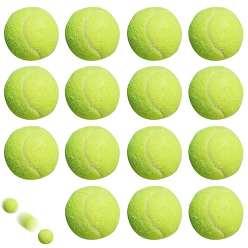 Balles de tennis de loisirs en lot de 15 pour debutants et chiens diametre 63mm