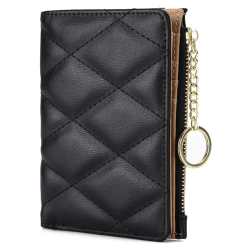 VODIU Women's Short Purse Leather Medium Wallet Leaf Bifold Card Coin Holder Small Purses Buckle Zipper Clutch