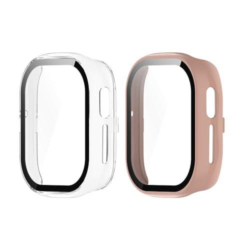 2 pezzi Pellicola Protettiva Cover Compatibile con Honor Watch 4 Vetro temperato Protezione Totale Ultra Sottile HD.rosa + trasparente