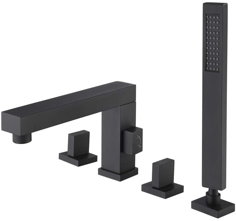 Robinet de baignoire avec douche en laiton noir et chrome pour salle de bain