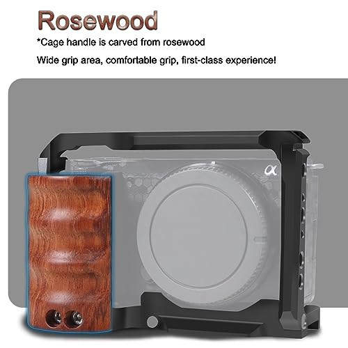 Image of Camera Cage Rig Wood Handle Grip Compatible with Sony ZV-E10 for Tube Clamps Top Handle, Side Handle, Microphones Camera Accessories.