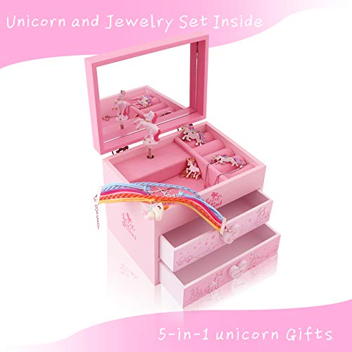 Agitation Unicorn Princess Wooden Musical Jewelry Box - Unicorn Gifts For Girls (Pink Unicorn4) #TOP1