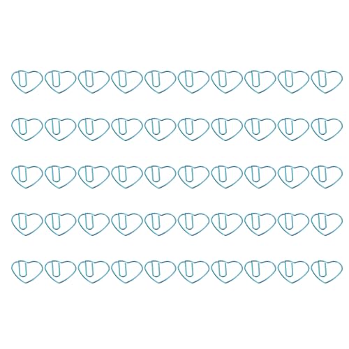 YOKIVE 100 Clips de Papel, Clips en Forma de Corazón, Mantienen la Mesa Ordenada, para Oficina, Arte, Hogar, Uso Diario (Azul, 1,1')