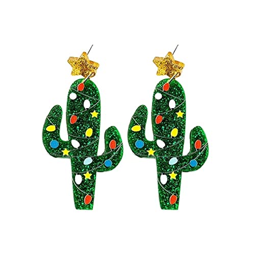 Christmas Earrings Acrylic Cute Santa Claus Christmas Tree Gingerbread Dinosaur Cactus Earrings Christmas Jewelry Gift for Women