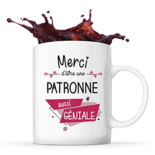 Planetee Mug Merci Patronne Géniale | Tasse Idée Cadeau Collègue Travail Retraite