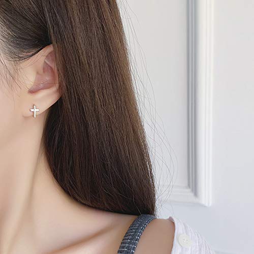 Cross Criss Sterling Silver Tiny Sleeper Hoop Earrings For Women Girls Minimalist Faith Hope Small Cartilage Tragus Huggie Hoops Cuffs Studs Fashion Jewelry Gifts Unisex Birthday Bff Hypoallergenic (Silver) #TOP2